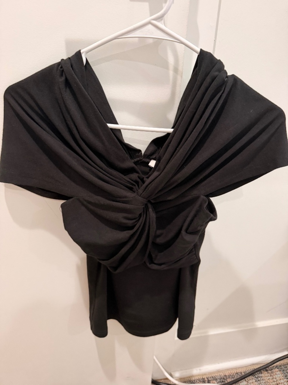 Favorite Daughter Black Twist Front Draped Off-the-Shoulder Top